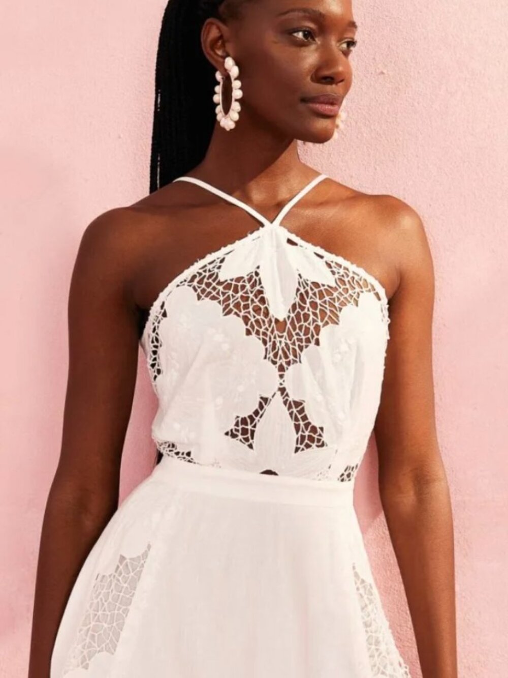 Farm Rio Off-White Embroidered Midi Dress - Picture 3 of 6